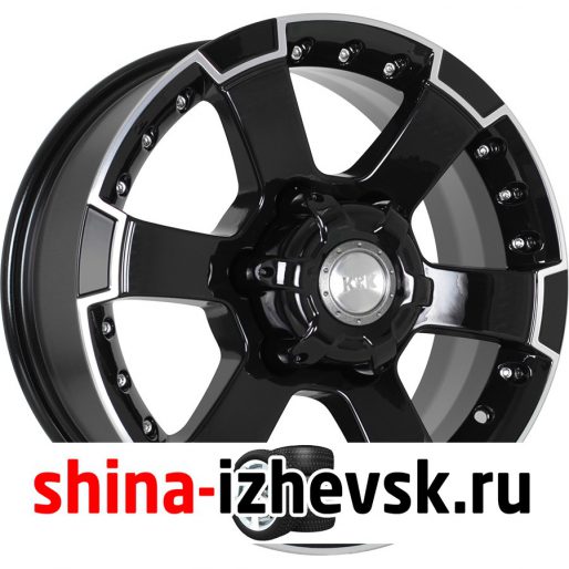 Колесный диск КиК M56 7xR16 6×139.7 ET30 DIA93.1 черный глянцевый с полированными элементами лицевой поверхности в Ижевске